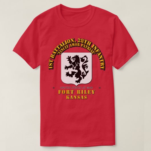 1e Bn 28e Infanterie Ft Riley KS T-shirt (Design voorkant)