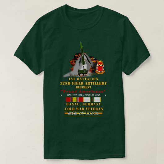 1e Bn 32e FAR Hanau Duitsland MGM 52 Lance COLD X T-shirt (Design voorkant)