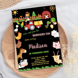 1e Boerderij Barnyard verjaardagsuitnodigingen Kaart