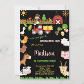 1e Boerderij Barnyard verjaardagsuitnodigingen Kaart (Voorkant)