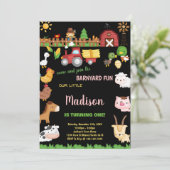 1e Boerderij Barnyard verjaardagsuitnodigingen Kaart (Staand voorkant)