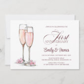 1e bruiloft Jubileum Champagne Kaart (Voorkant)