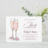 1e bruiloft Jubileum Champagne Kaart (Staand voorkant)