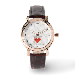 1e bruiloft Jubileum gepersonaliseerde papieren br Horloge