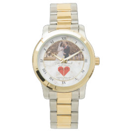 1e bruiloft Jubileum gepersonaliseerde papieren br Horloge