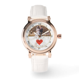 1e bruiloft Jubileum gepersonaliseerde papieren br Horloge