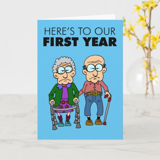 1e bruiloft Jubileum groeiend oud Kaart (Gele Bloem)