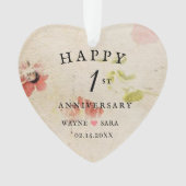 1e bruiloft Jubileum Hand geperst papier Ornament (voorkant)