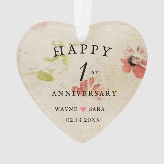 1e bruiloft Jubileum Hand geperst papier Ornament (achterkant)