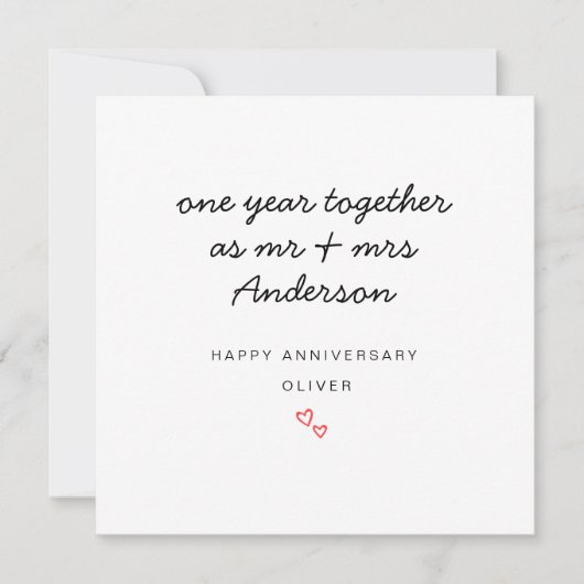 1e bruiloft Jubileum Kaart voor man vrouw (Voorkant)