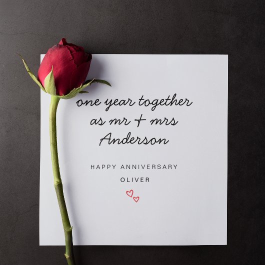 1e bruiloft Jubileum Kaart voor man vrouw