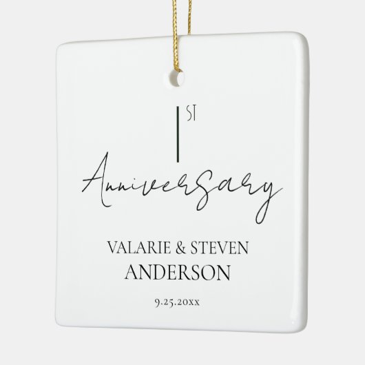 1e bruiloft Jubileum minimaal Keramisch Ornament (Links)