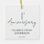 1e bruiloft Jubileum minimaal Keramisch Ornament (Voorkant)