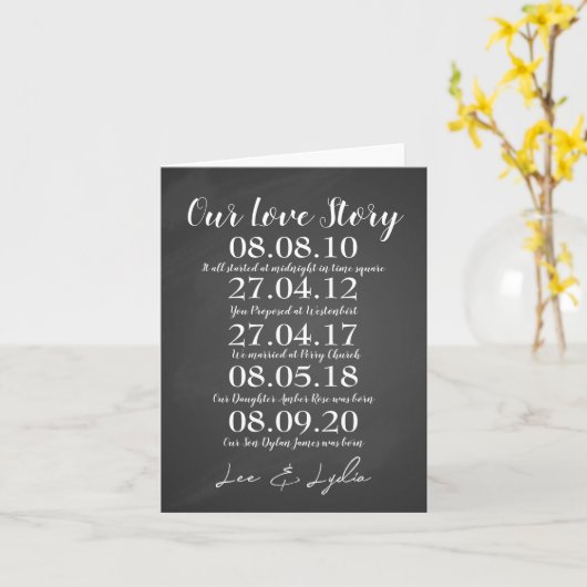 1e bruiloft Jubileum onze liefde verhaal data Kaart (Gele Bloem)