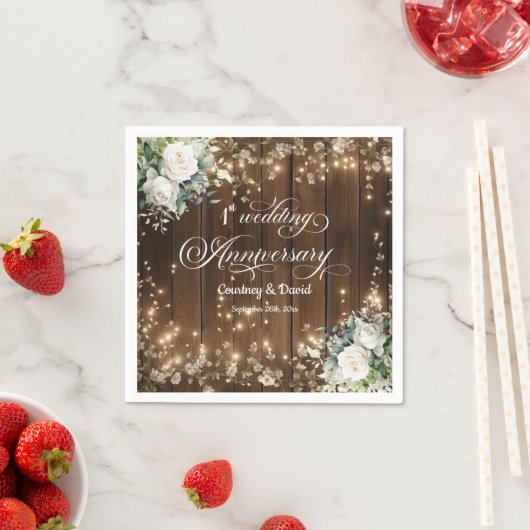 1e bruiloft Jubileum Rustieke String Lights Servet (Insitu)