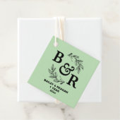 1e bruiloft Jubileum verlaat Motif Monogram Bedankjes Labels (In situ)