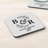 1e bruiloft Jubileum verlaat Motif Monogram Bier Onderzetter (Linkerzijde)