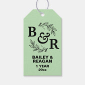 1e bruiloft Jubileum verlaat Motif Monogram Cadeaulabel (Voorkant)