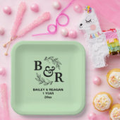 1e bruiloft Jubileum verlaat Motif Monogram Papieren Bordje (Feest)