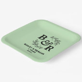 1e bruiloft Jubileum verlaat Motif Monogram Papieren Bordje (Gebogen)