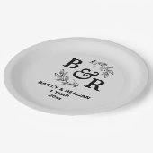 1e bruiloft Jubileum verlaat Motif Monogram Papieren Bordje (Gekanteld)