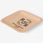 1e bruiloft Jubileum verlaat Motif Monogram Papieren Bordje (Gebogen)