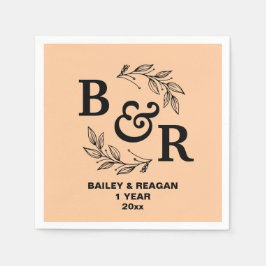 1e bruiloft Jubileum verlaat Motif Monogram Servet