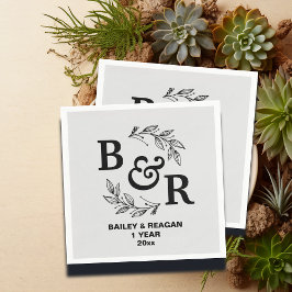 1e bruiloft Jubileum verlaat Motif Monogram Servet