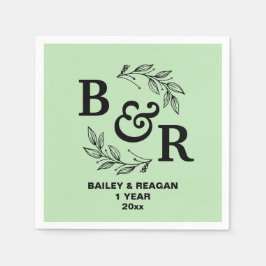 1e bruiloft Jubileum verlaat Motif Monogram Servet