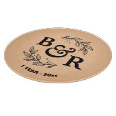 1e bruiloft Jubileum verlaat Motif Monogram Snijplank (Hoek)