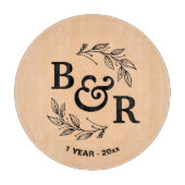 1e bruiloft Jubileum verlaat Motif Monogram Snijplank (Voorkant)