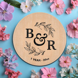 1e bruiloft Jubileum verlaat Motif Monogram Snijplank