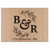 1e bruiloft Jubileum verlaat Motif Monogram Snijplank (Voorkant)