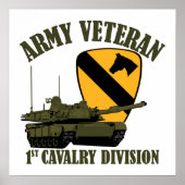 1e Cav Army Vet - M1 Tank Poster (Voorkant)