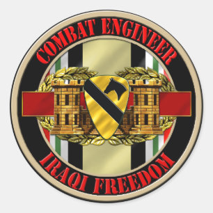 1e Cavalerie Divisie Engineer OIF Ronde Sticker