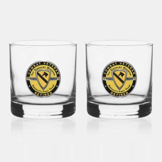 1e Cavalerie Divisie Gepensioneerd Whisky Glas (Voorkant)