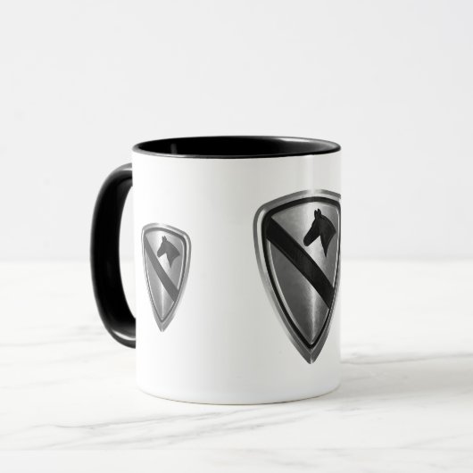 1e Cavalerie Divisie Staal Patch Design Mok (Voorkant links)