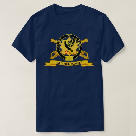 1e Cavalerie Regiment w Br Ribbon T-shirt (Design voorkant)