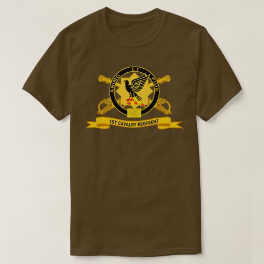 1e Cavalerie Regiment w Br Ribbon T-shirt (Design voorkant)