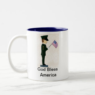 1e Cavalerie Soldaat-God zegene Amerika Tweekleurige Koffiemok