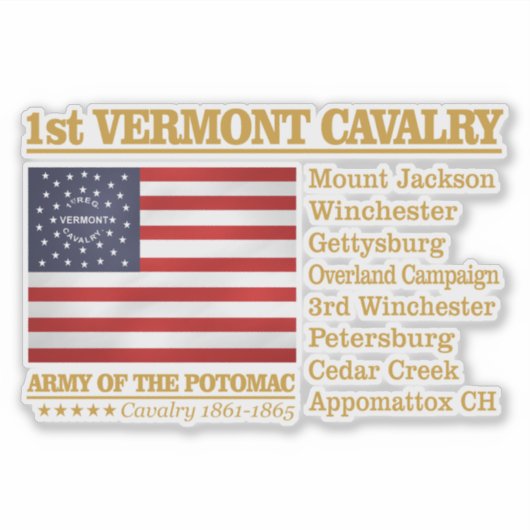 1e Cavalerie van Vermont (BH) Sticker (Voorkant)
