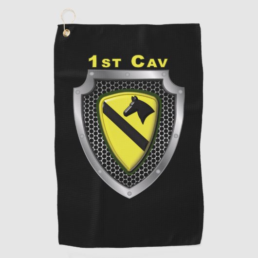 1e Cavaleriedivisie Eerste Team Aangepaste Schild Golfhanddoek (Voorkant)