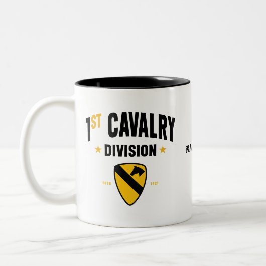 1e Cavaleriedivisie "Eerste Team Verenigde Staten" Tweekleurige Koffiemok (Links)