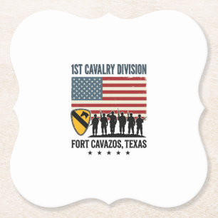 1e Cavaleriedivisie Fort Hood Vintage Militair Sh Kartonnen Onderzetters