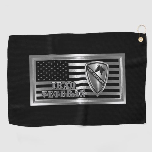 1e Cavaleriedivisie Irak Veteraan Golfhanddoek (Horizontaal)
