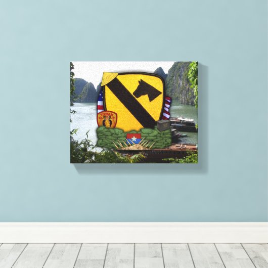 1e cavaleriedivisie Luchtcav Vietnam Oorlogsvetera Canvas Afdruk (Insitu (Houten vloer))