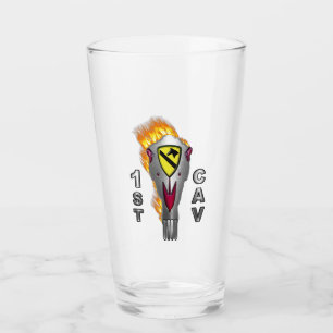 1e Cavaleriedivisie vlammende schedel Glas