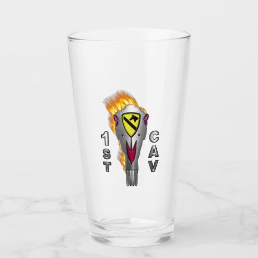 1e Cavaleriedivisie vlammende schedel Glas (Voorkant)