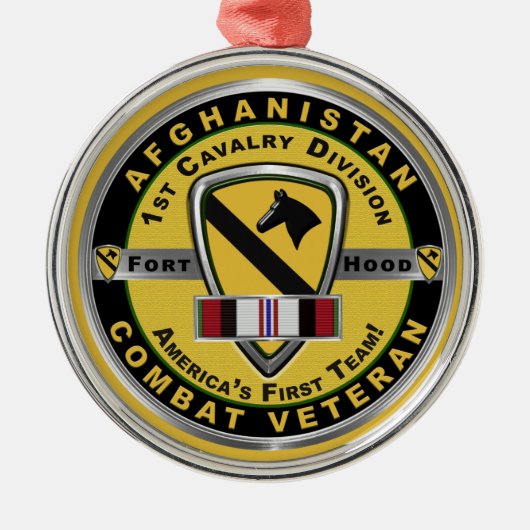 1e Cavalry divisie Afghanistan Veteraan Metalen Ornament (Voorkant)