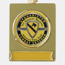 1e Cavalry divisie Afghanistan Veteraan Verguld Banner Ornament